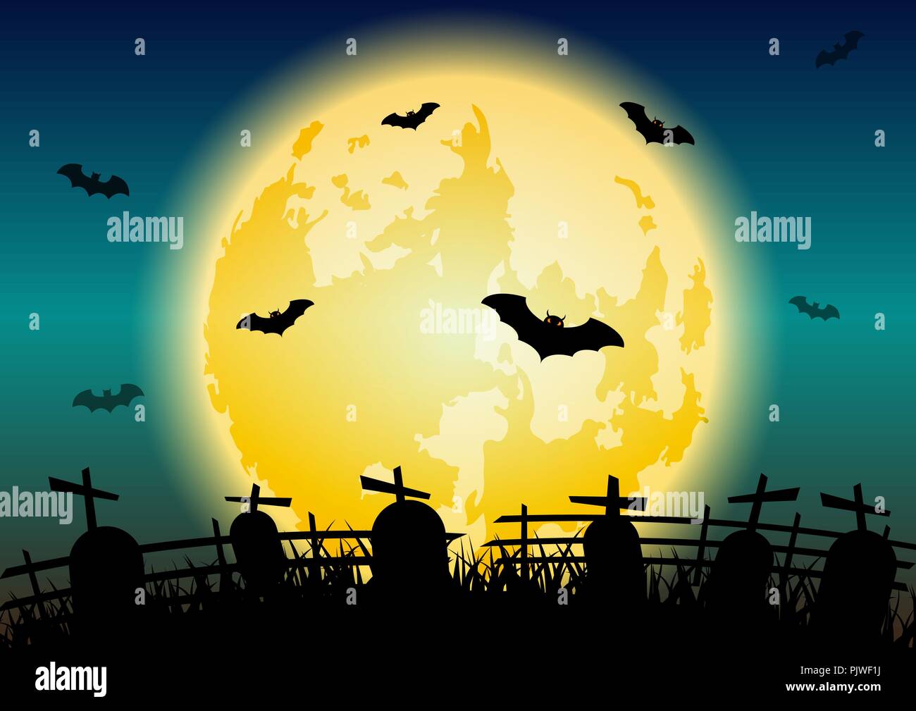 Halloween night background with graves, stock vector Stock Vector