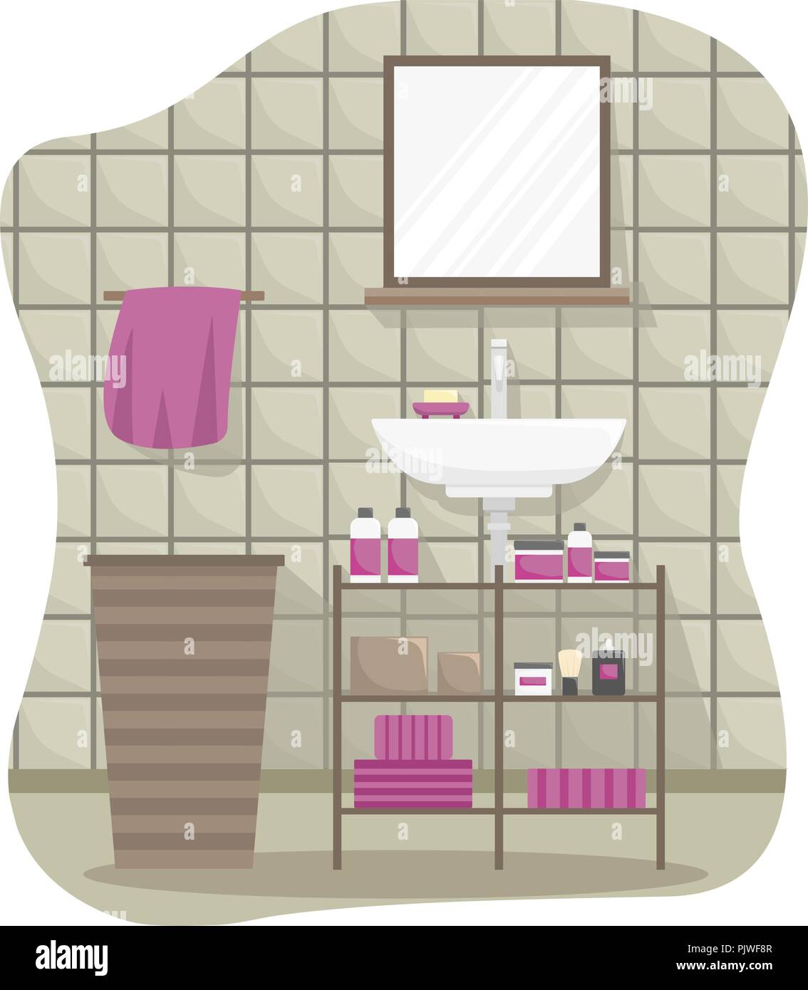 Flat colorful illustration of a bathroom interior Stock Vector Image ...