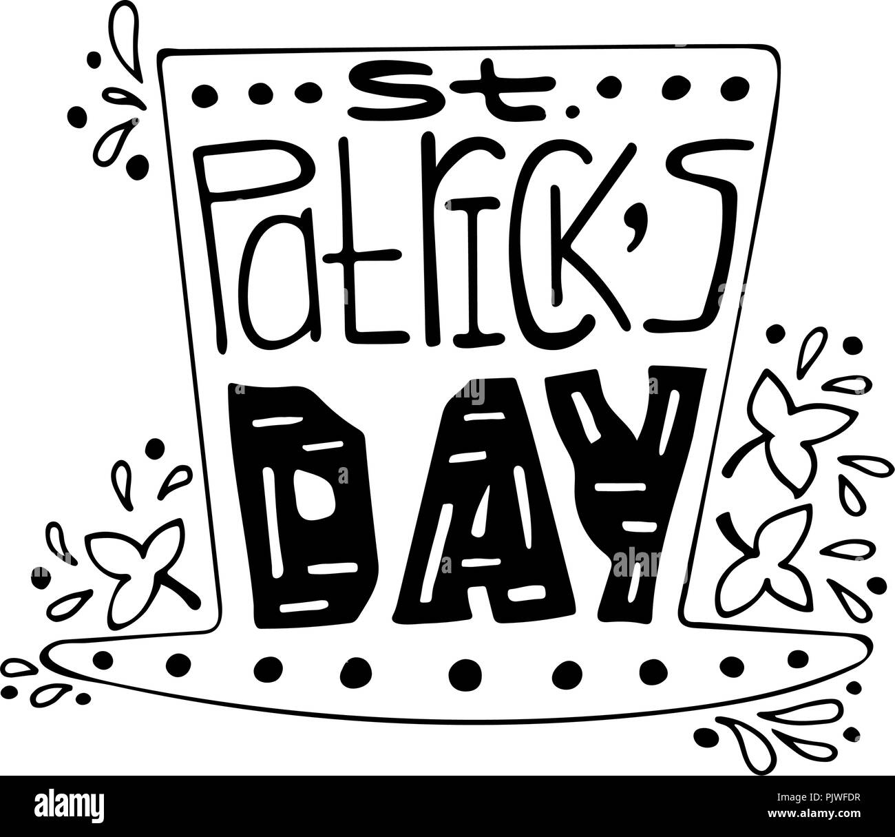 Hand-drawn poster with modern lettering - St. Patrick's day. Stock Vector
