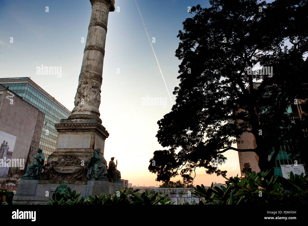 The statue of king Leopold I on the Colonne du Congres in Brussels at