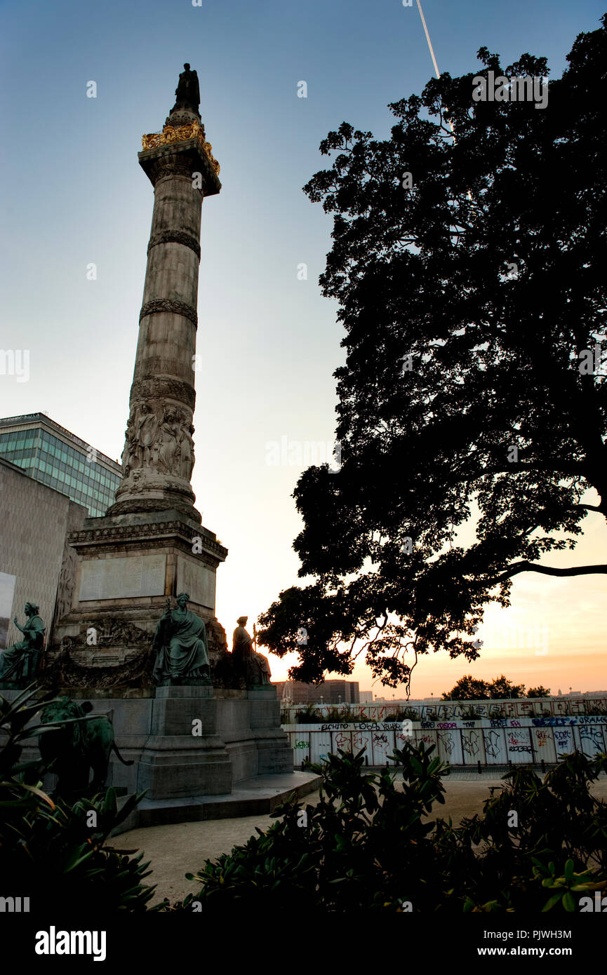 The statue of king Leopold I on the Colonne du Congres in Brussels at