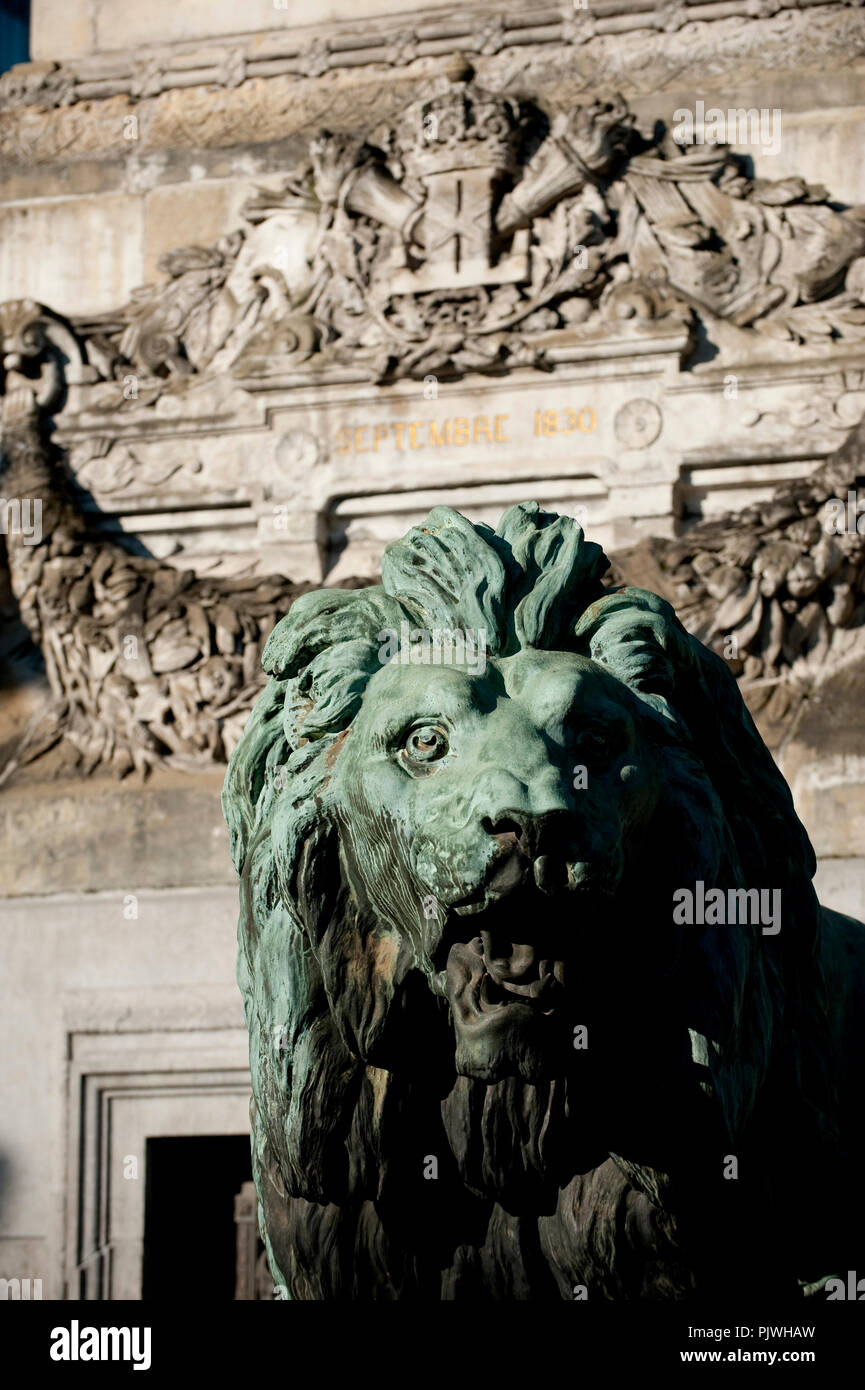 The statue of king Leopold I on the Colonne du Congres in Brussels (Belgium, 22/10/2011) Stock Photo