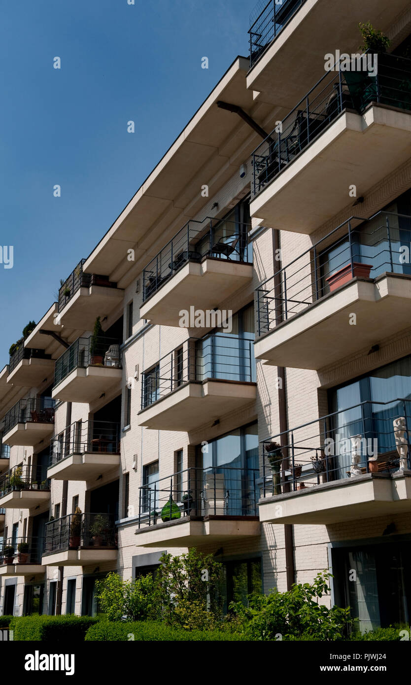Apartment buildings in the Colonel Bourg street in Schaerbeek, Brussels