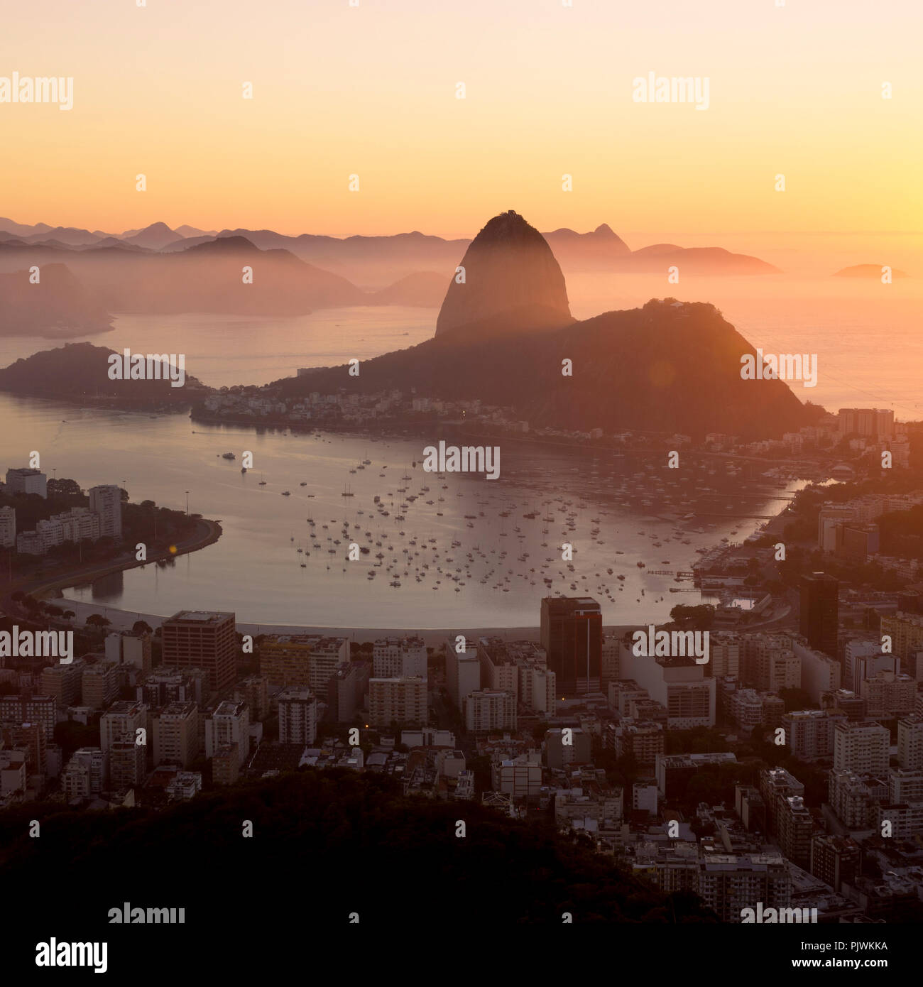 Aerial view of Rio de Janeiro city and Sugarloaf mountain, Brazil Stock Photo