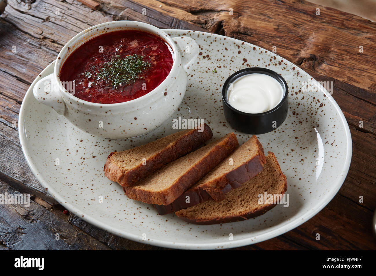 Traditional Ukrainian Russian Borscht With White Beans On The Bowl ...