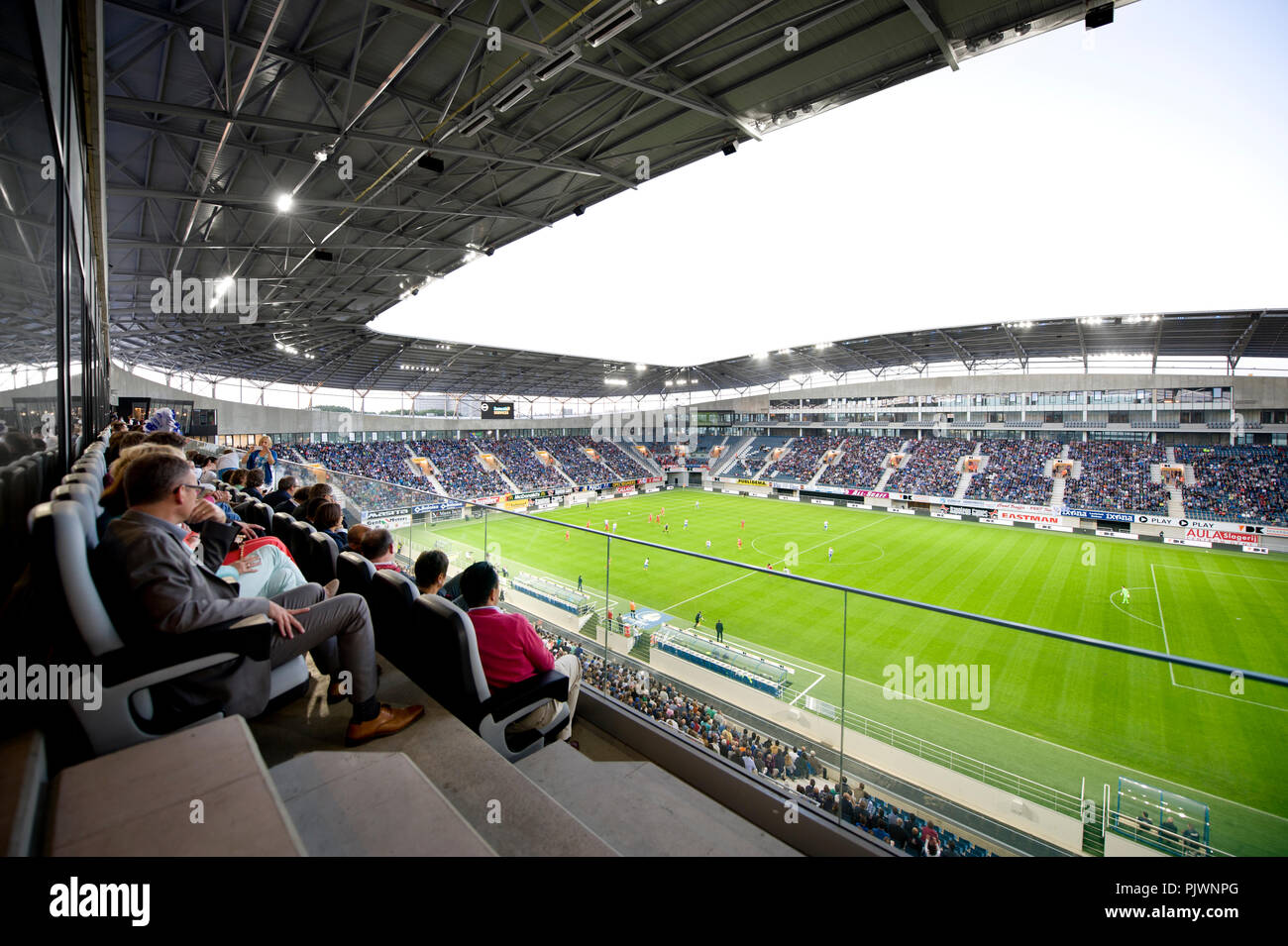 The Ghelamco Arena football stadium from football club KAA Gent in Ghent,  designed by Bontinck Architecture and Engineering (Belgium, 31/08/2013  Stock Photo - Alamy