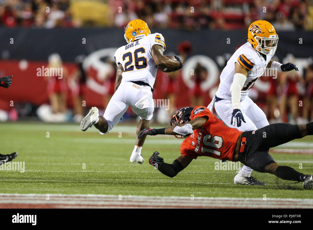 September 8, 2018 UTEP Miners wide receiver Walter Dawn Jr. (26) runs with the football during