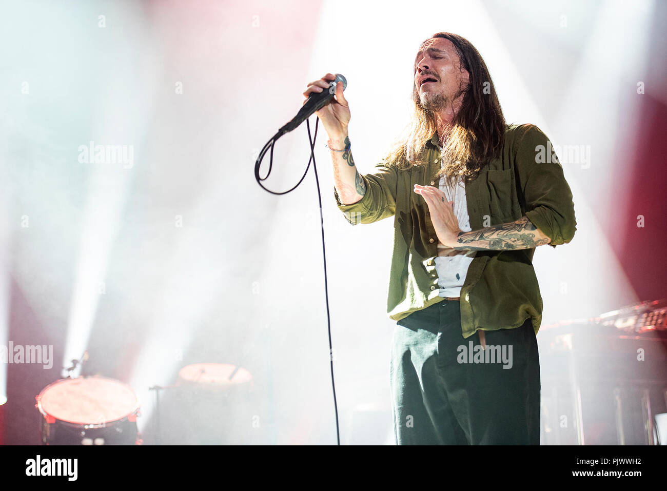 Manchester, UK. 8th September 2018.Brandon Boyd, Mike Einziger, Jose Pasillas, Chris Kilmore and Ben Kenney of Incubus perform at the O2 Apollo in Manchester 08/09/2018 Credit: Gary Mather/Alamy Live News Stock Photo