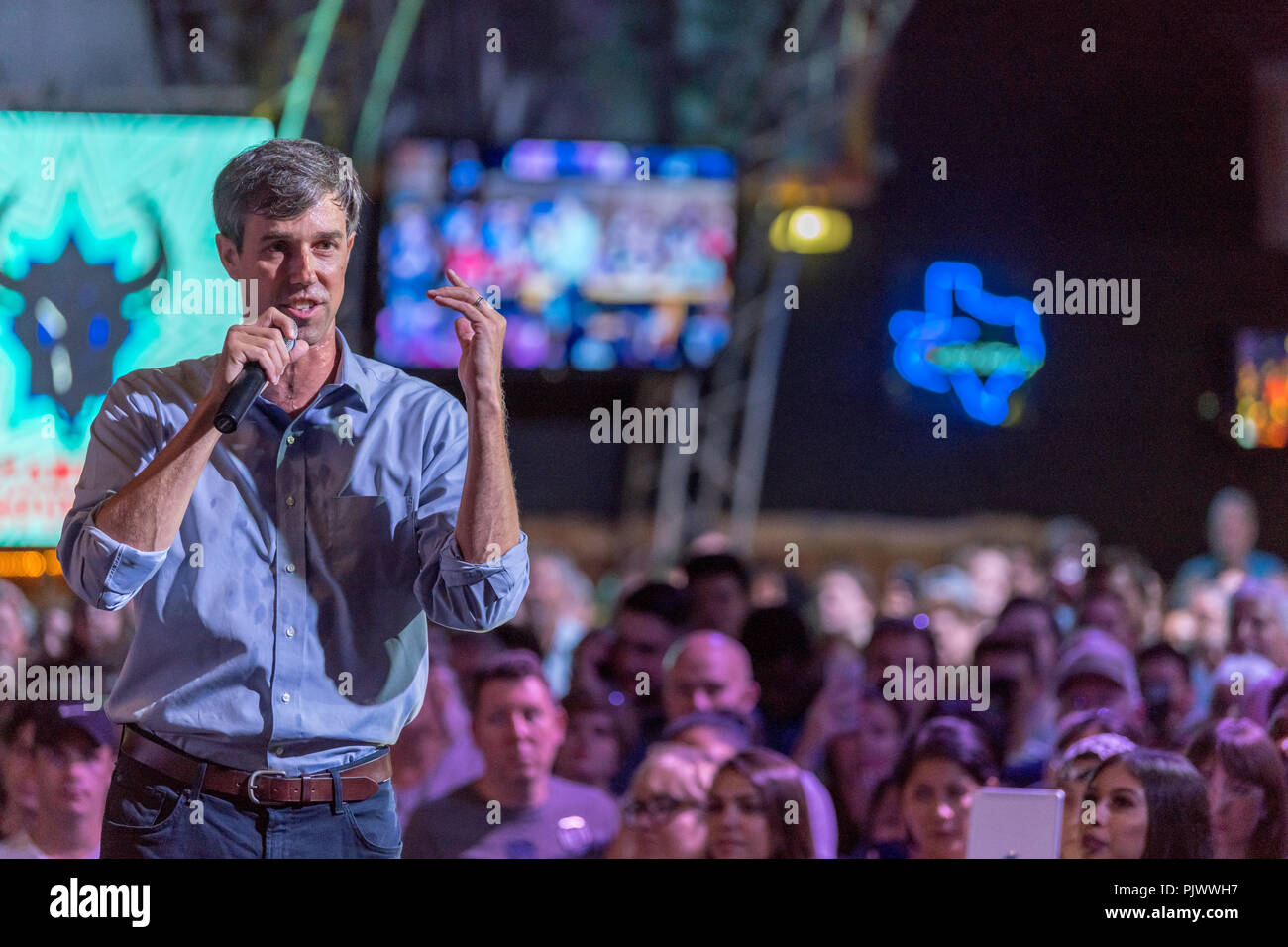 Houston, Texas, USA - September 8, 2018: Beto O'Rourke, Texas Democratic Candidate for the U.S. Senate at a Political Rally in Houston Stock Photo