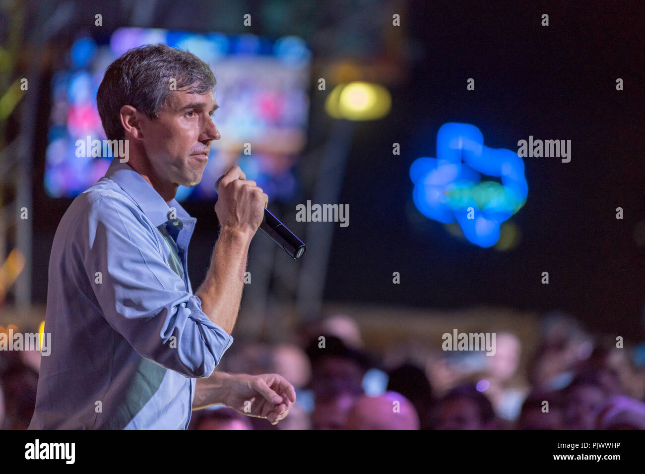 Houston, Texas, USA - September 8, 2018: Beto O'Rourke, Texas Democratic Candidate for the U.S. Senate at a Political Rally in Houston Stock Photo