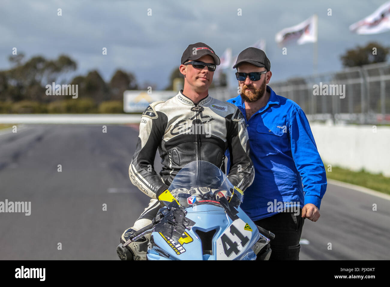 Victoria, Australia. 9th September 2018. #41 Brian Kozan on his BMW S1000RR On the Grid ready for race One of two for round six of the ASBK Credit: brett keating/Alamy Live News Stock Photo