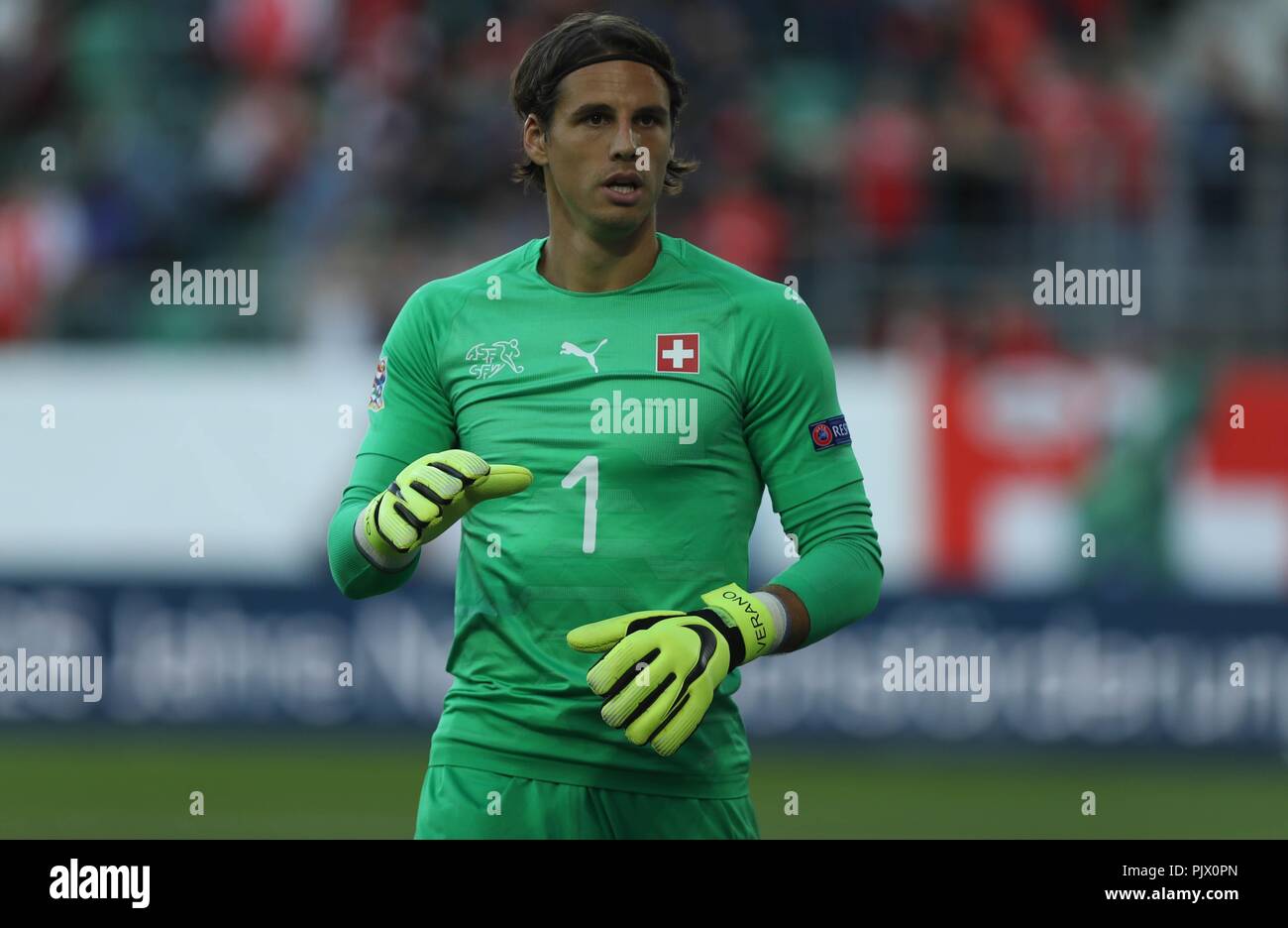 St Gallen, Switzerland. 8th September 2018. Yann Sommer (Switzerland) during the UEFA Nations League, League A, Group 2, football match between Switzerland and Iceland on September 8, 2018 at Kybunpark in St Gallen, Switzerland - Photo Laurent Lairys / DPPI Credit: Laurent Lairys/Agence Locevaphotos/Alamy Live News Stock Photo