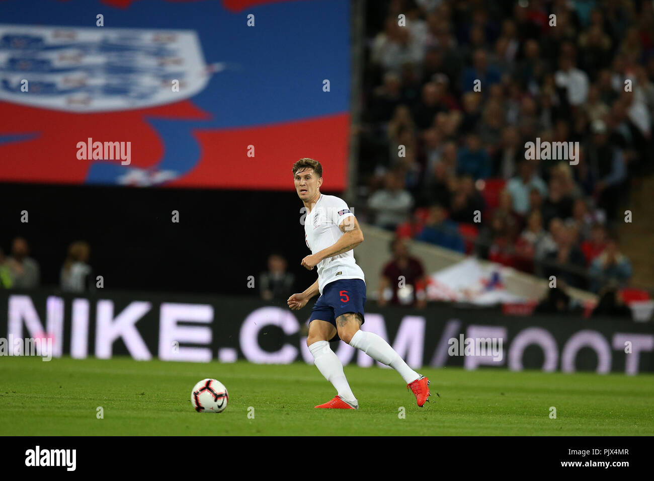 London, UK. 08th Sep, 2018. John Stones of England in action. UEFA Nations league A, group 4 match, England v Spain at Wembley Stadium in London on Saturday 8th September 2018.  Please note images are for Editorial Use Only. pic by Andrew Orchard/Alamy Live news Credit: Andrew Orchard sports photography/Alamy Live News Stock Photo