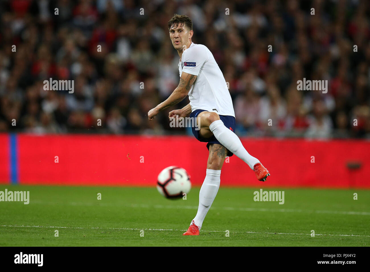 London, UK. 08th Sep, 2018. John Stones of England in action. UEFA Nations league A, group 4 match, England v Spain at Wembley Stadium in London on Saturday 8th September 2018.  Please note images are for Editorial Use Only. pic by Andrew Orchard/Alamy Live news Credit: Andrew Orchard sports photography/Alamy Live News Stock Photo