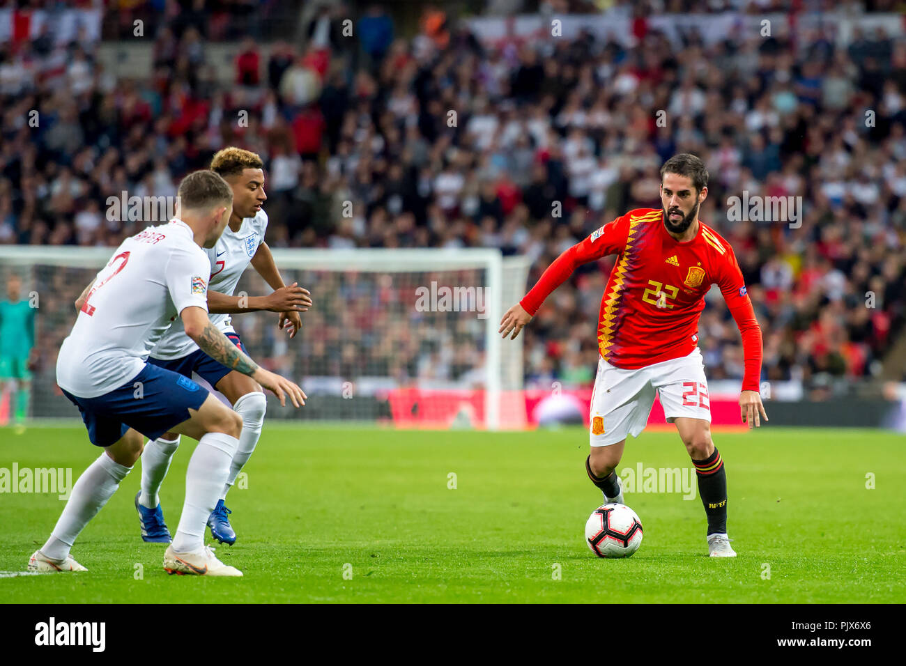 London, UK. 08th Sep, 2018. Isco of Spain during the UEFA Nation League, Group 4, League A match between England and Spain at Wembley Stadium, London, England on 8 September 2018. 8th Sep, 2018. Photo by Salvio Calabrese Credit: AFP7/ZUMA Wire/Alamy Live News Credit: ZUMA Press, Inc./Alamy Live News Stock Photo