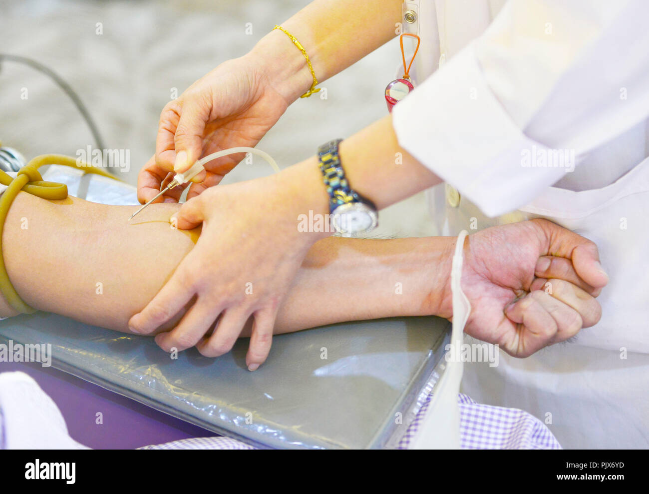 Blood donation, blood transfusion, check specified, fasting, health care in hospital Stock Photo