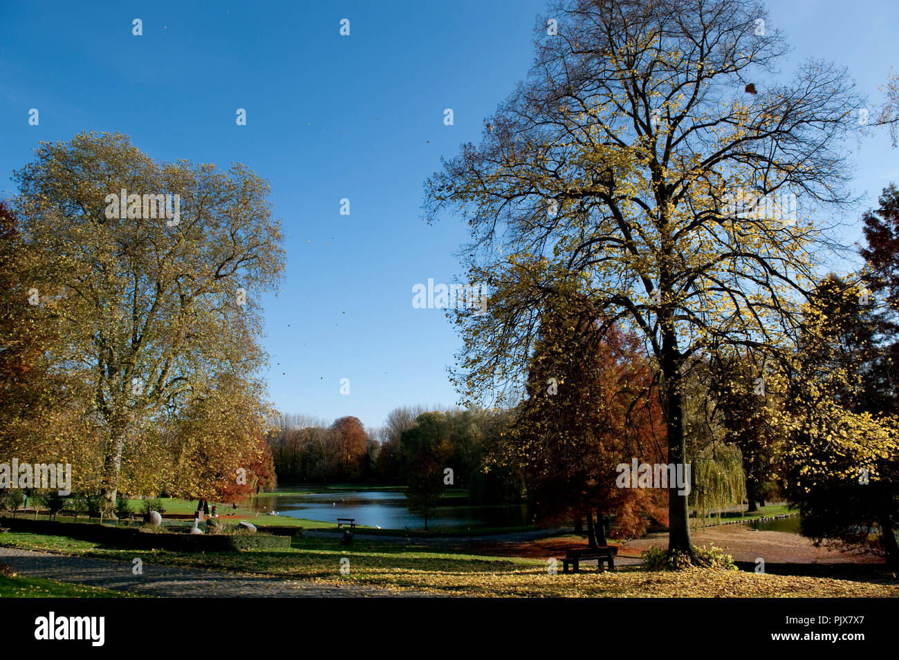 The Hélécine Provincial Park and its 18th Century castle (Belgium, 08/11/2008) Stock Photo