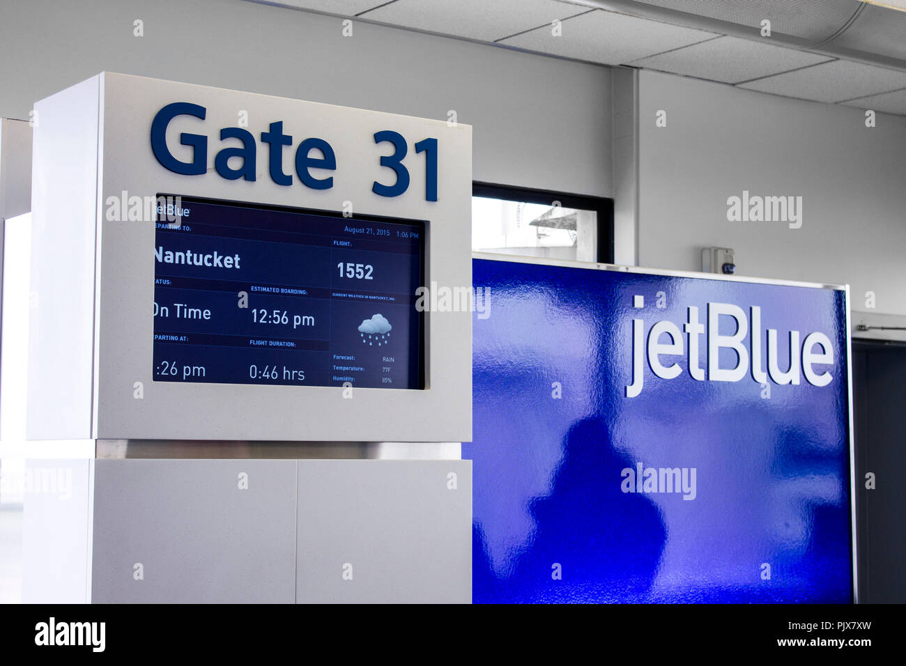 Boston, Massachusetts. JetBlue Gate 31 at Boston General Edward