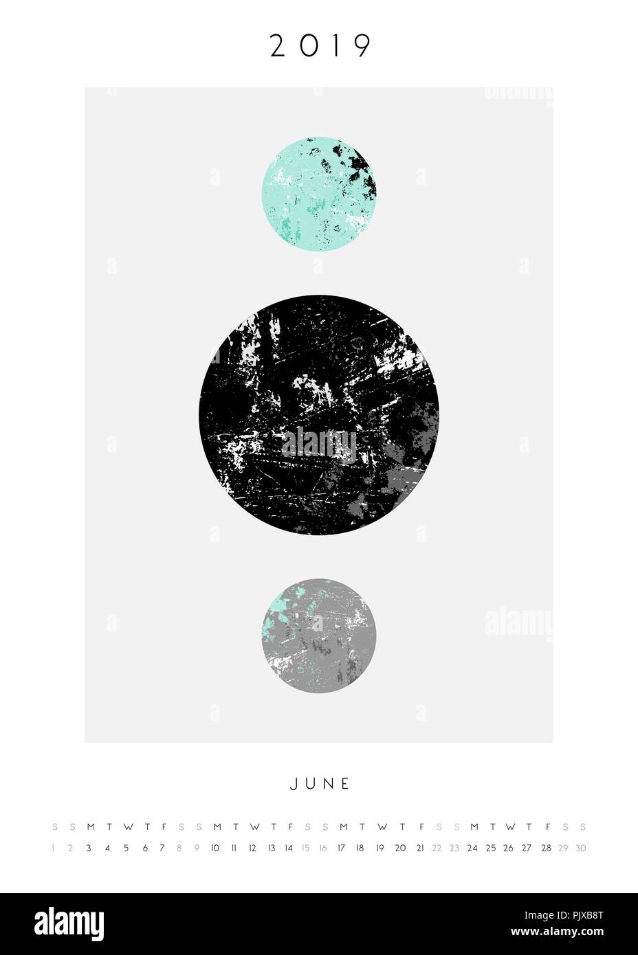 Printable a4 size june 2019 calendar template abstract composition