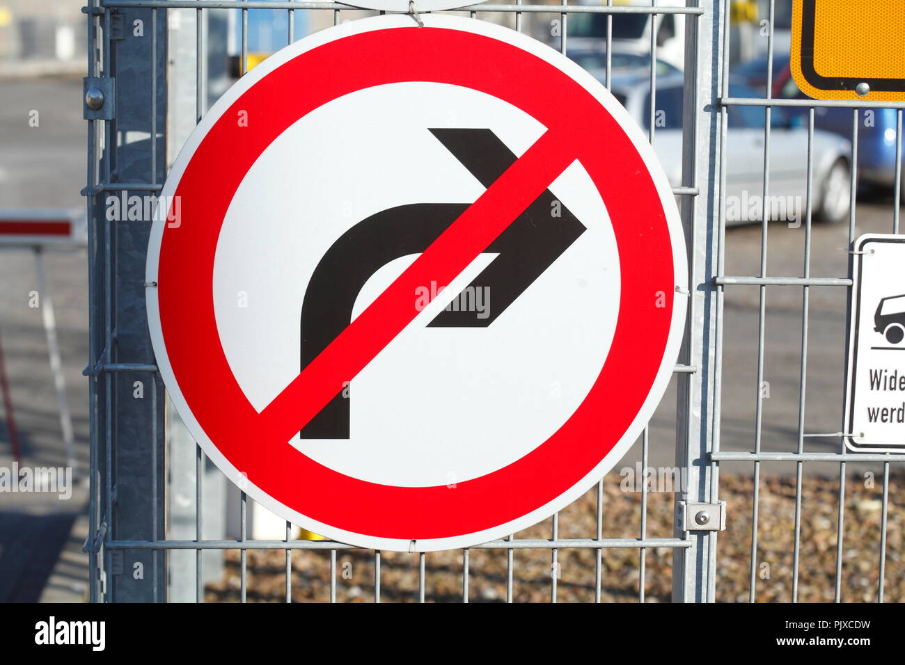 Traffic signs turn right prohibited Stock Photo