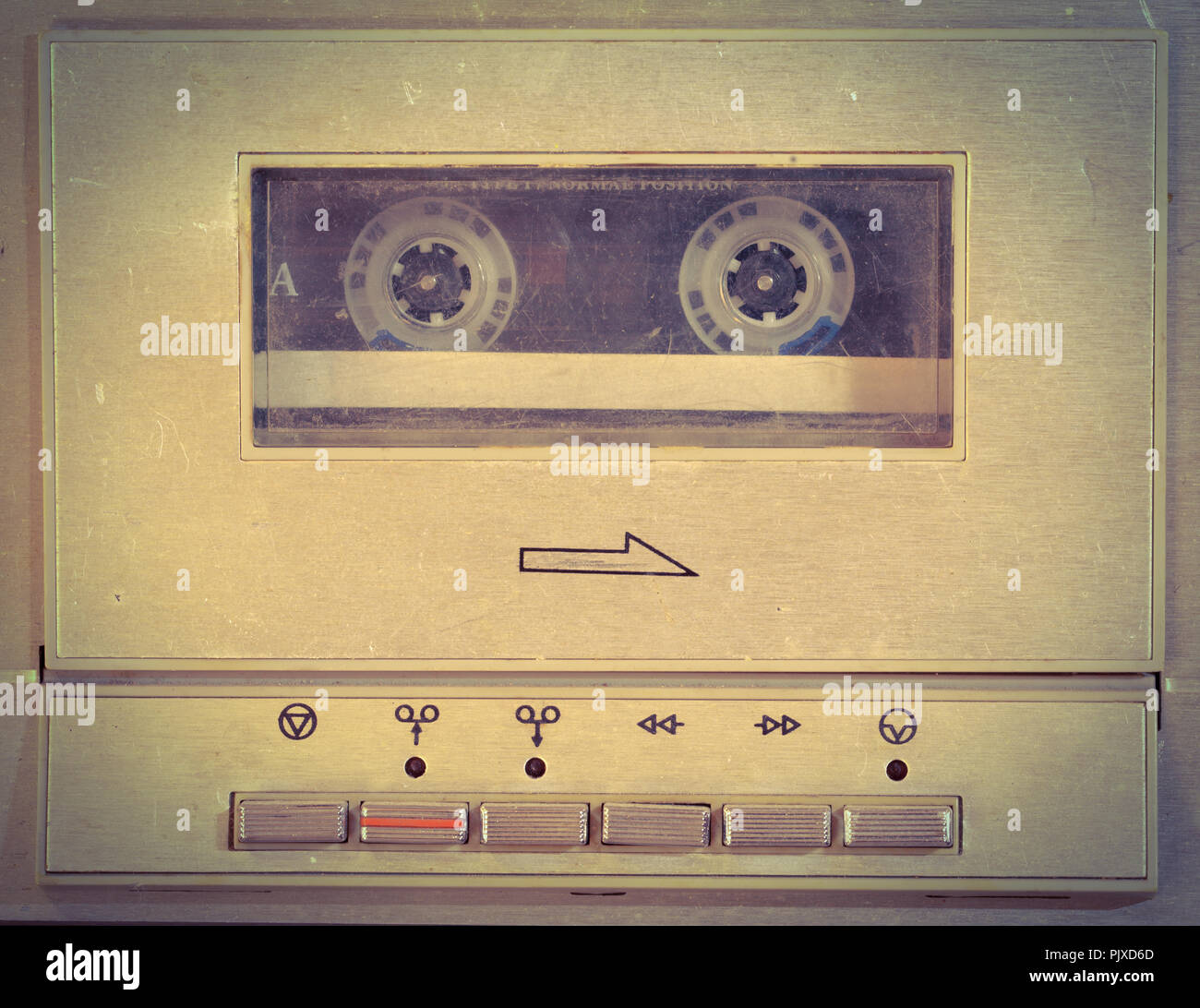 Old cassette player used as background. Retro style Stock Photo - Alamy