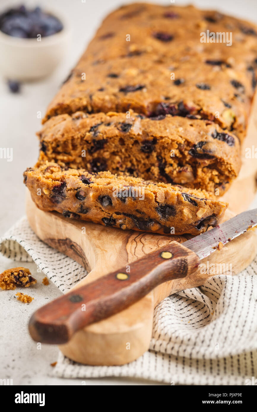 Vegan blueberry bread (cake). White background, healthy vegan dessert ...