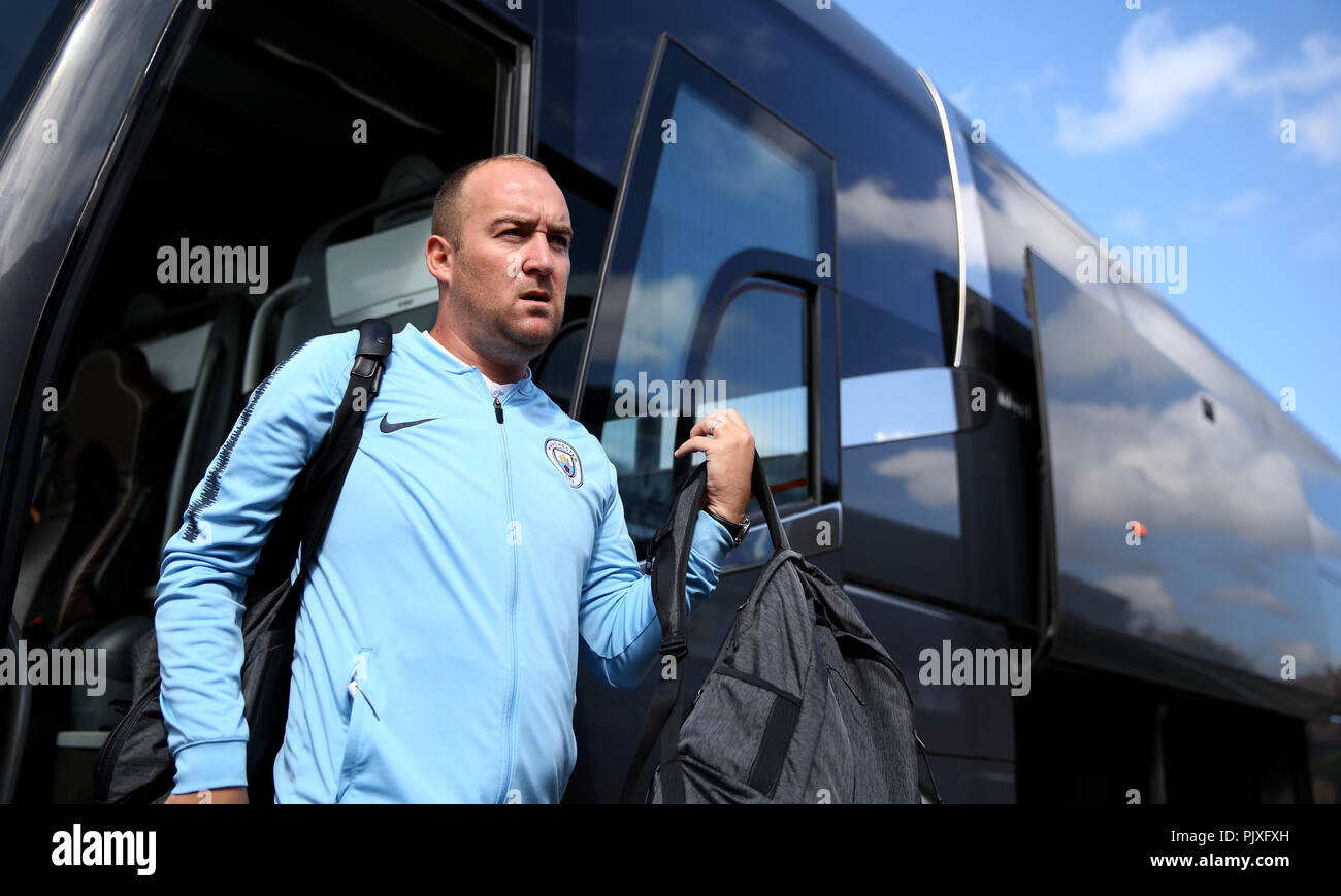 Manchester City ladies coach Nick Cushing before the FA Women's Super League match at Kingsmeadow, London. Stock Photo