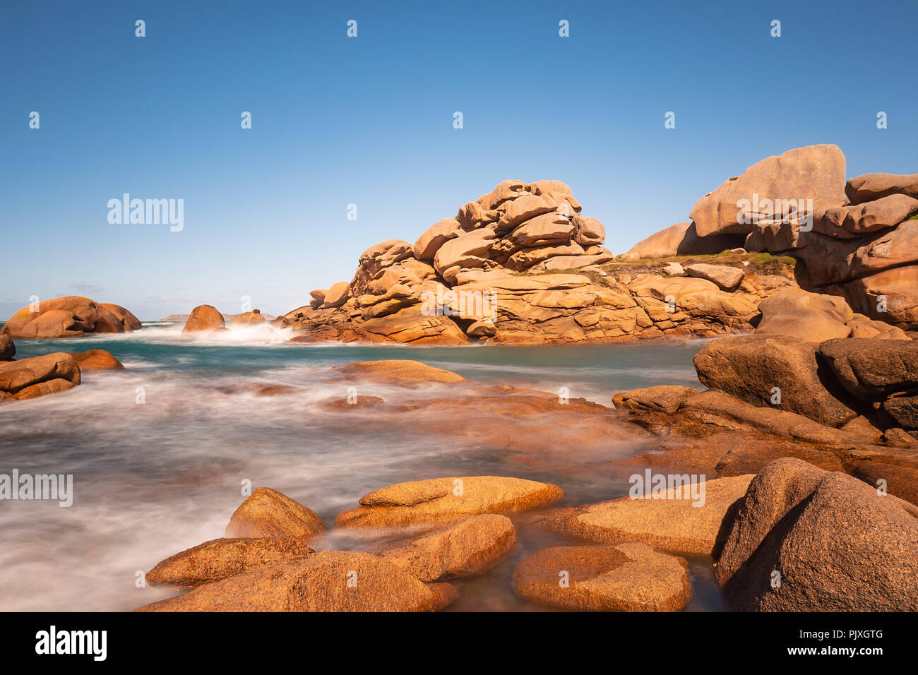 Atlantic ocean coast in Brittany near Ploumanach, France Stock Photo ...