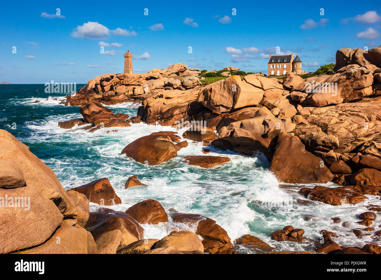 Atlantic ocean coast in Brittany near Ploumanach, France Stock Photo ...