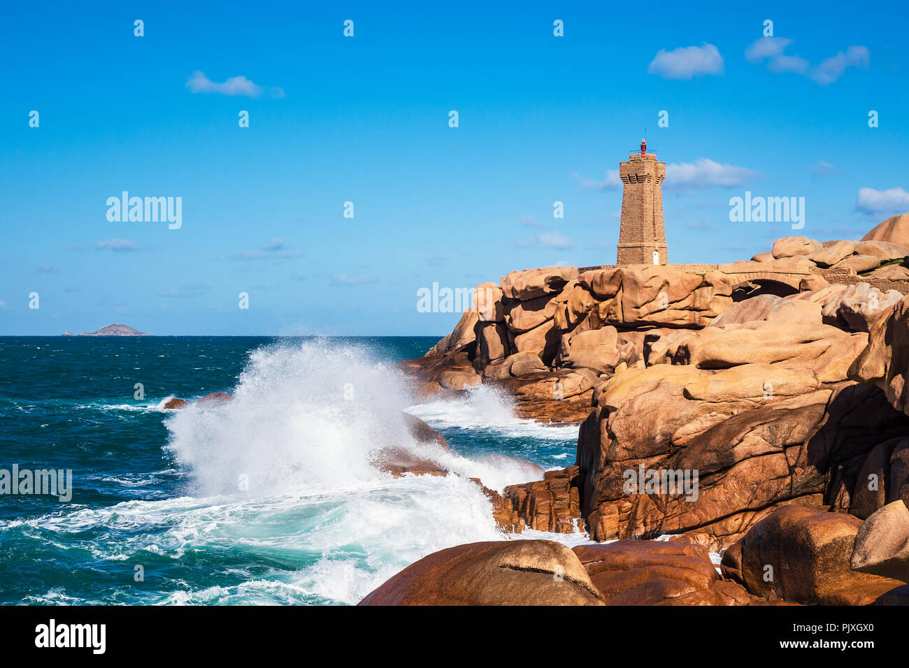 Atlantic ocean coast in Brittany near Ploumanach, France Stock Photo ...