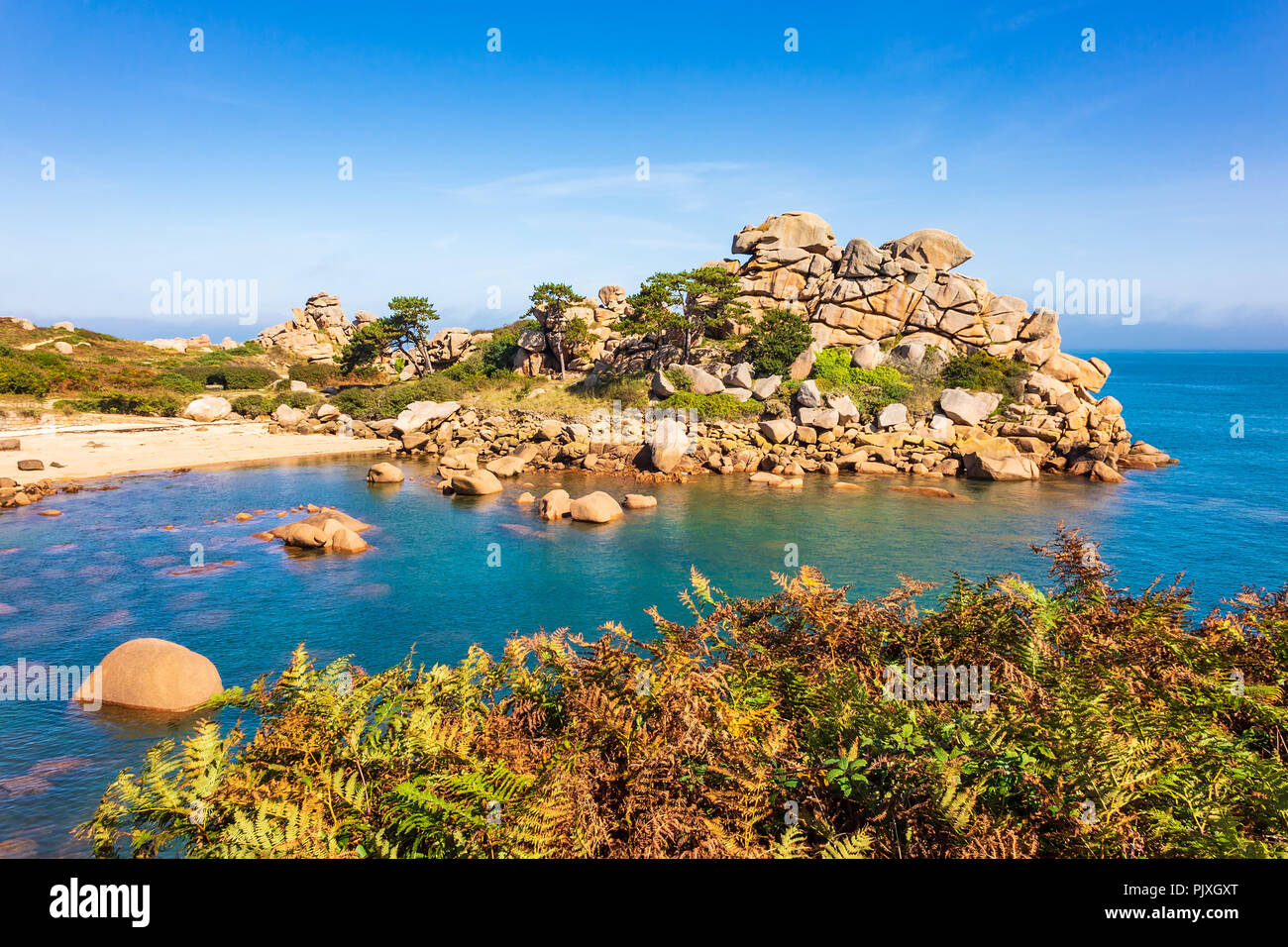 Atlantic ocean coast in Brittany near Ploumanach, France Stock Photo ...