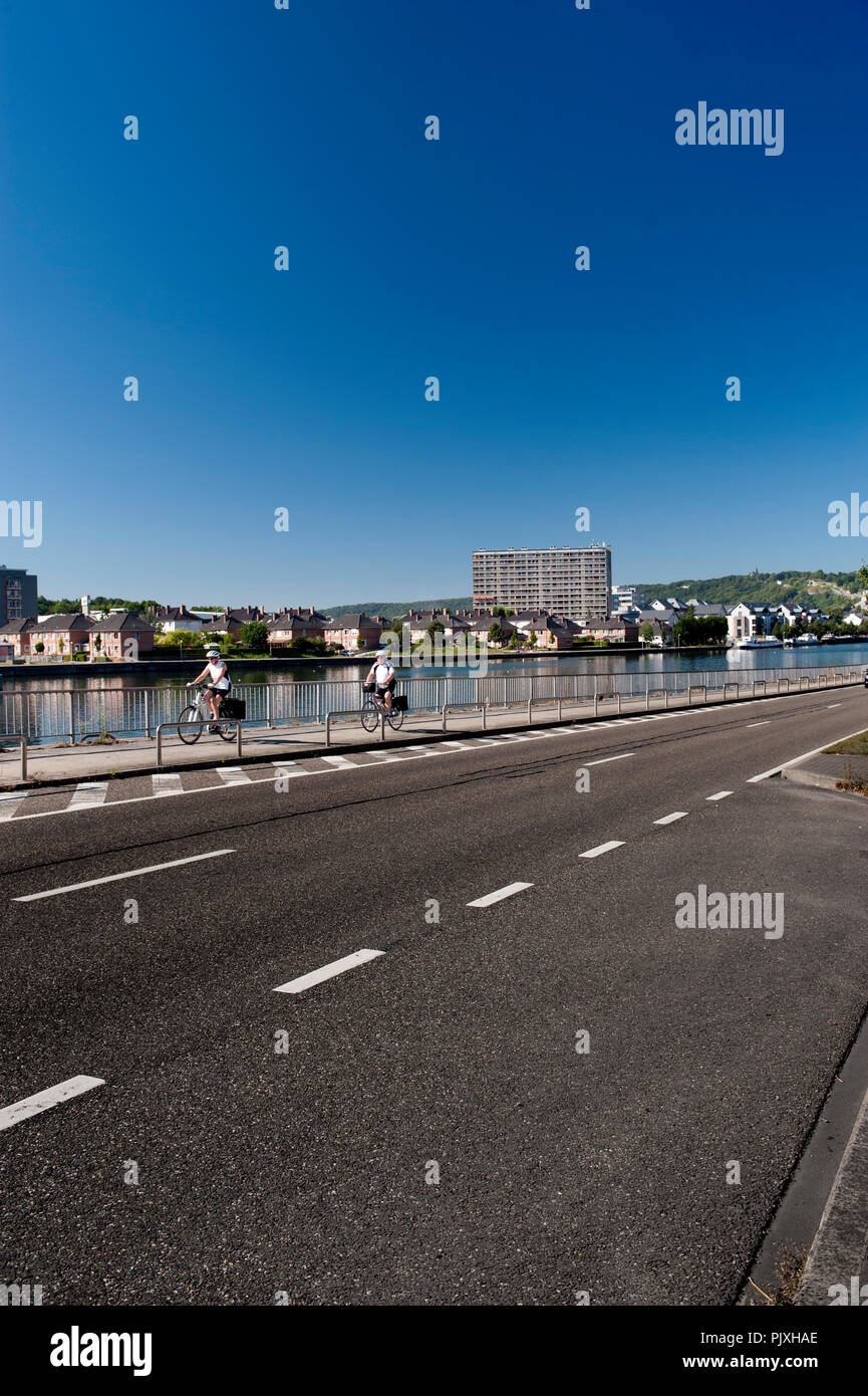 The Avenue Albert Ier along the Meuse river with the view over Namur (Belgium, 05/09/2013) Stock Photo
