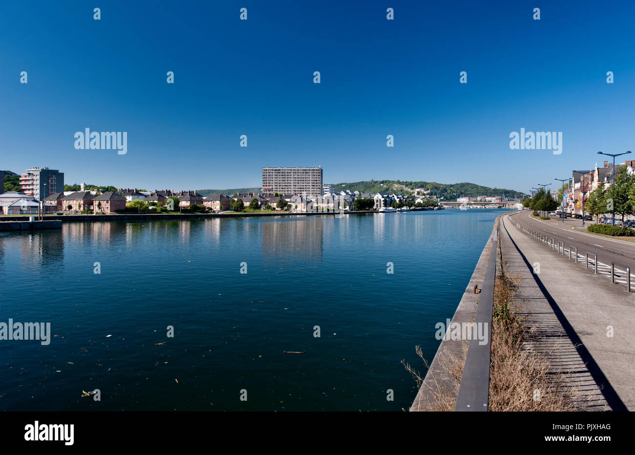 The Avenue Albert Ier along the Meuse river with the view over Namur (Belgium, 05/09/2013) Stock Photo