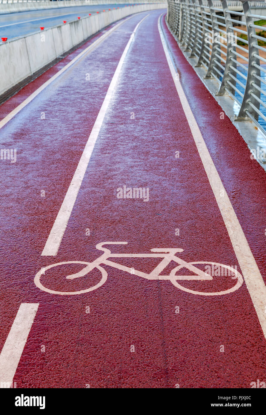 Dedicated bicycle lane, designed to make cycling safer. Bike lane with