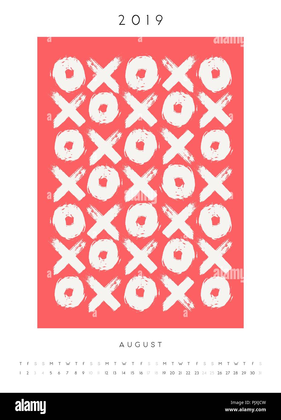 printable a4 size august 2019 calendar template hand drawn symbols calendar template august 2019