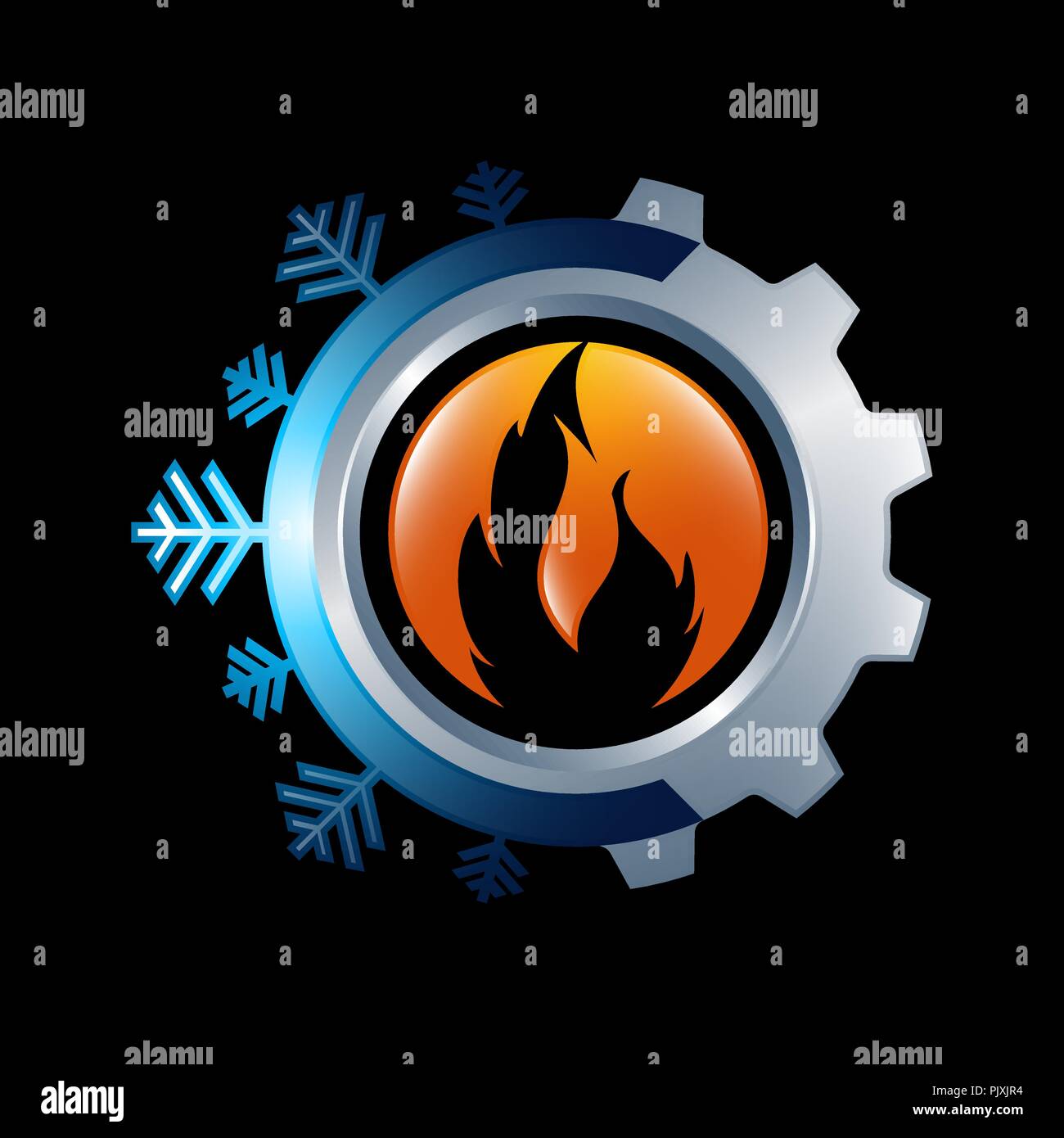 Snowflake and sun symbol for air conditioning and ventilation Stock