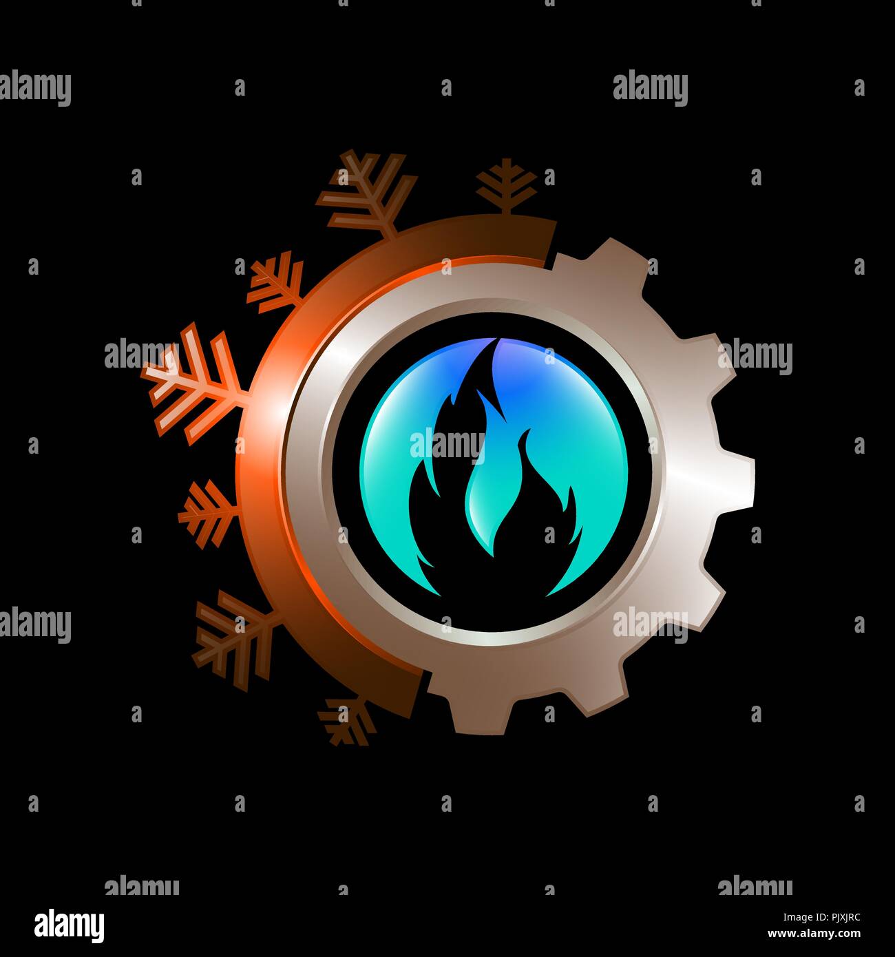 Snowflake and sun symbol for air conditioning and ventilation Stock