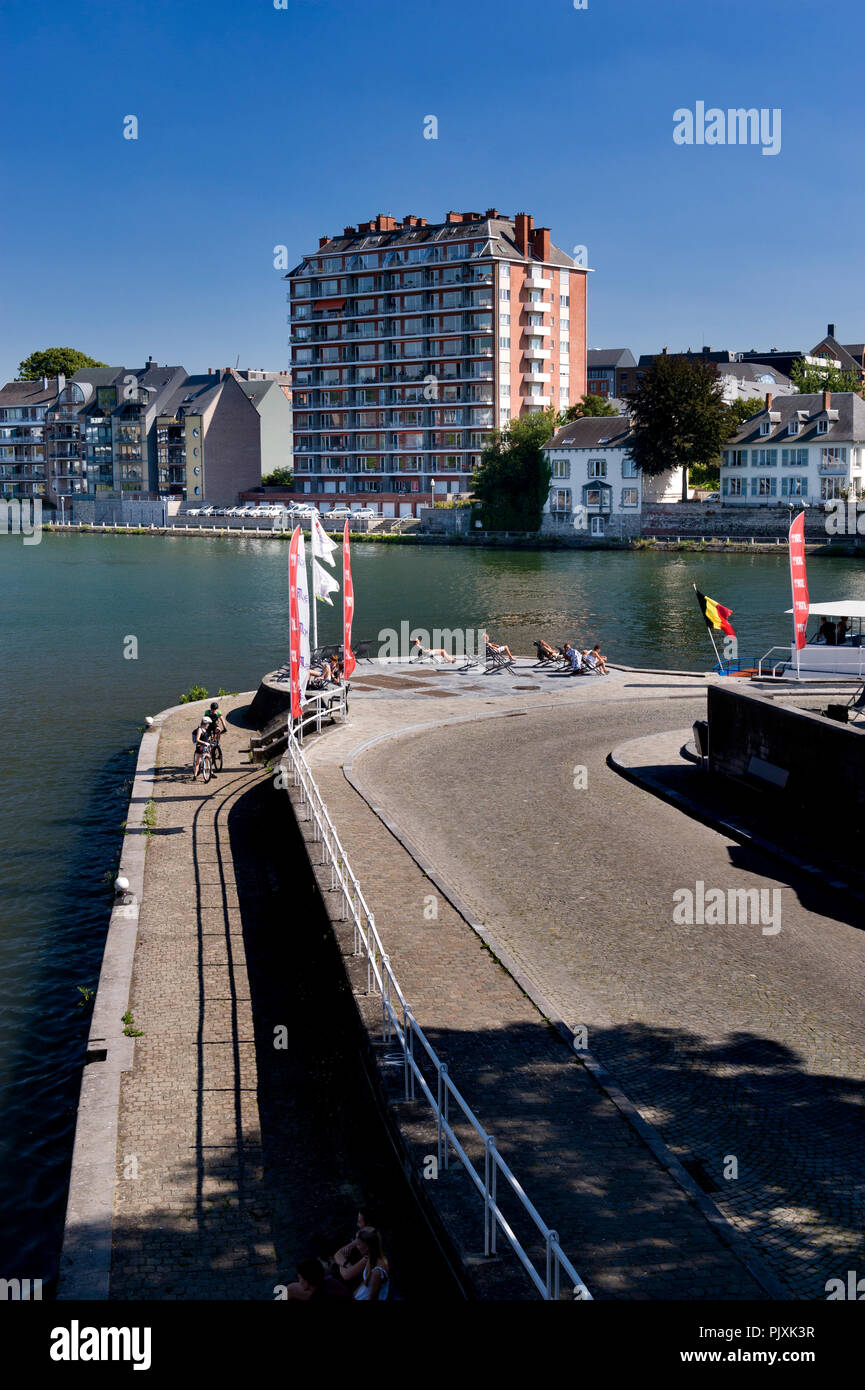 The Grognon, historic centre of Namur along the Meuse river (Belgium, 04/09/2013) Stock Photo