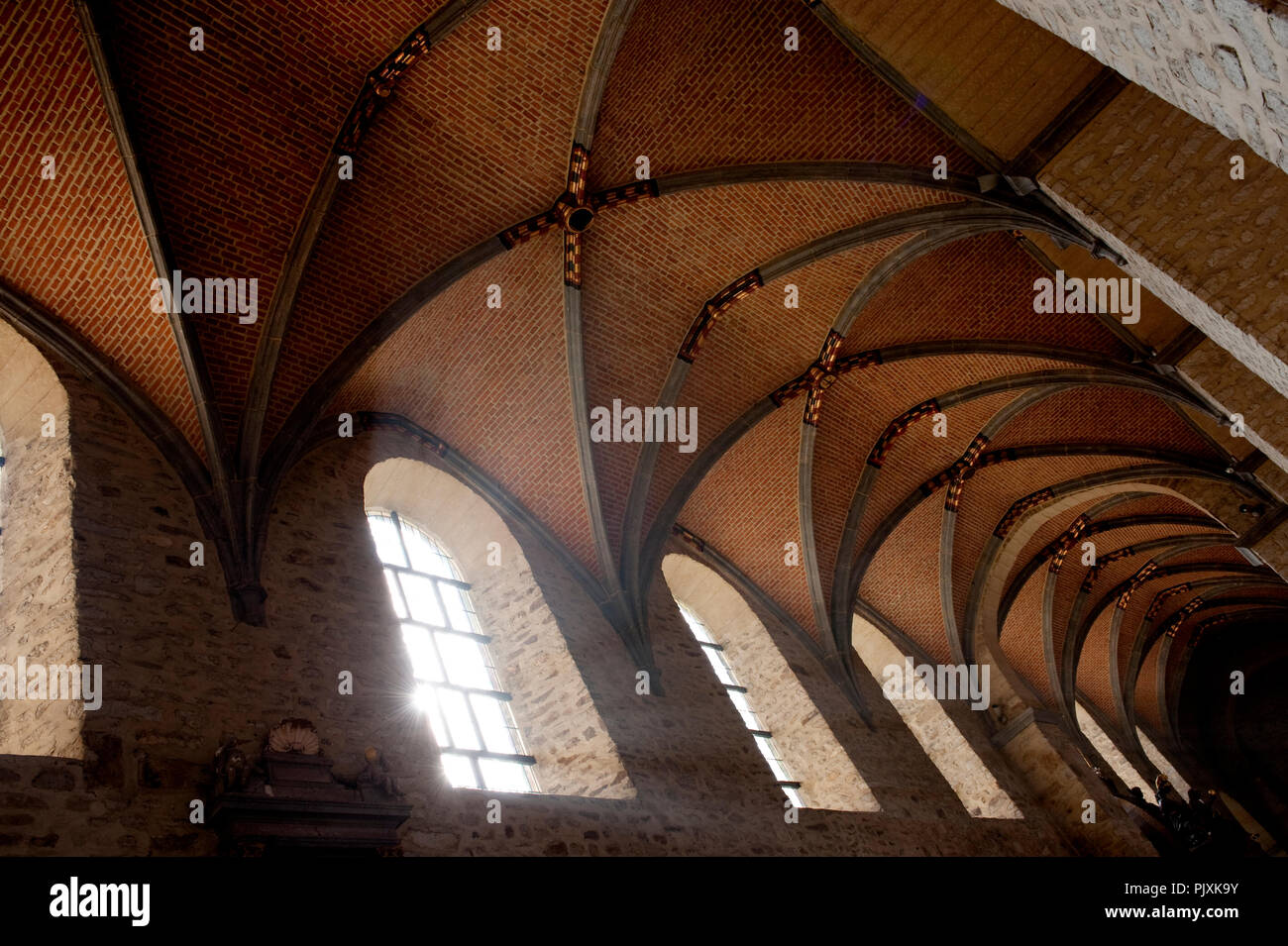 Inside the Roman Collegiate Church of Saint Gertrude in Nivelles (Belgium, 02/03/2011) Stock Photo