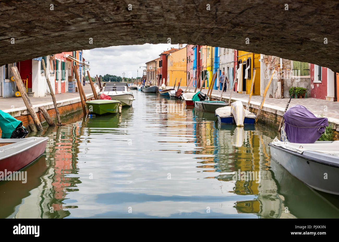 Canal in Burano Stock Photo
