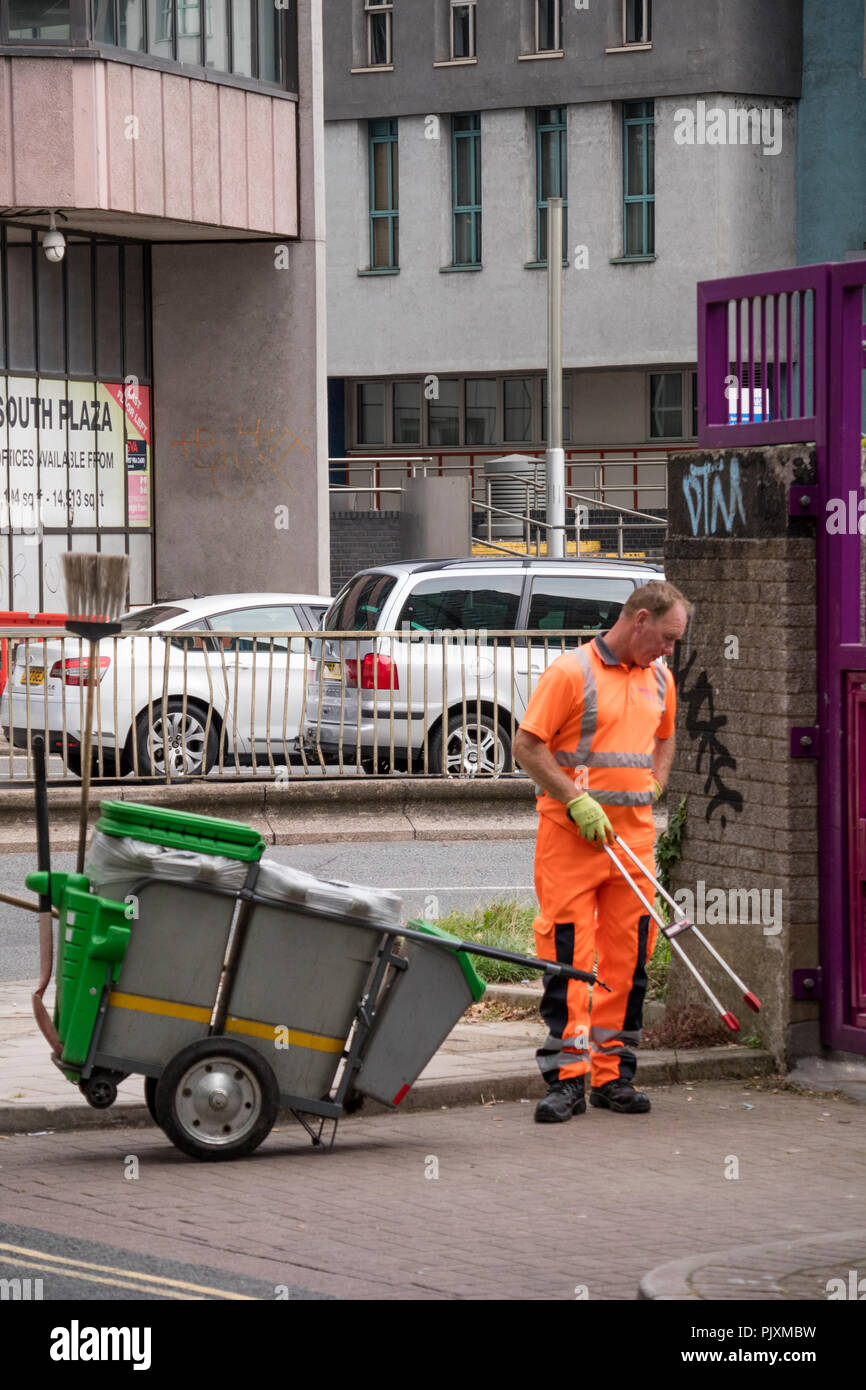 A street cleaner in the city of Bristol, England, Uk Stock Photo