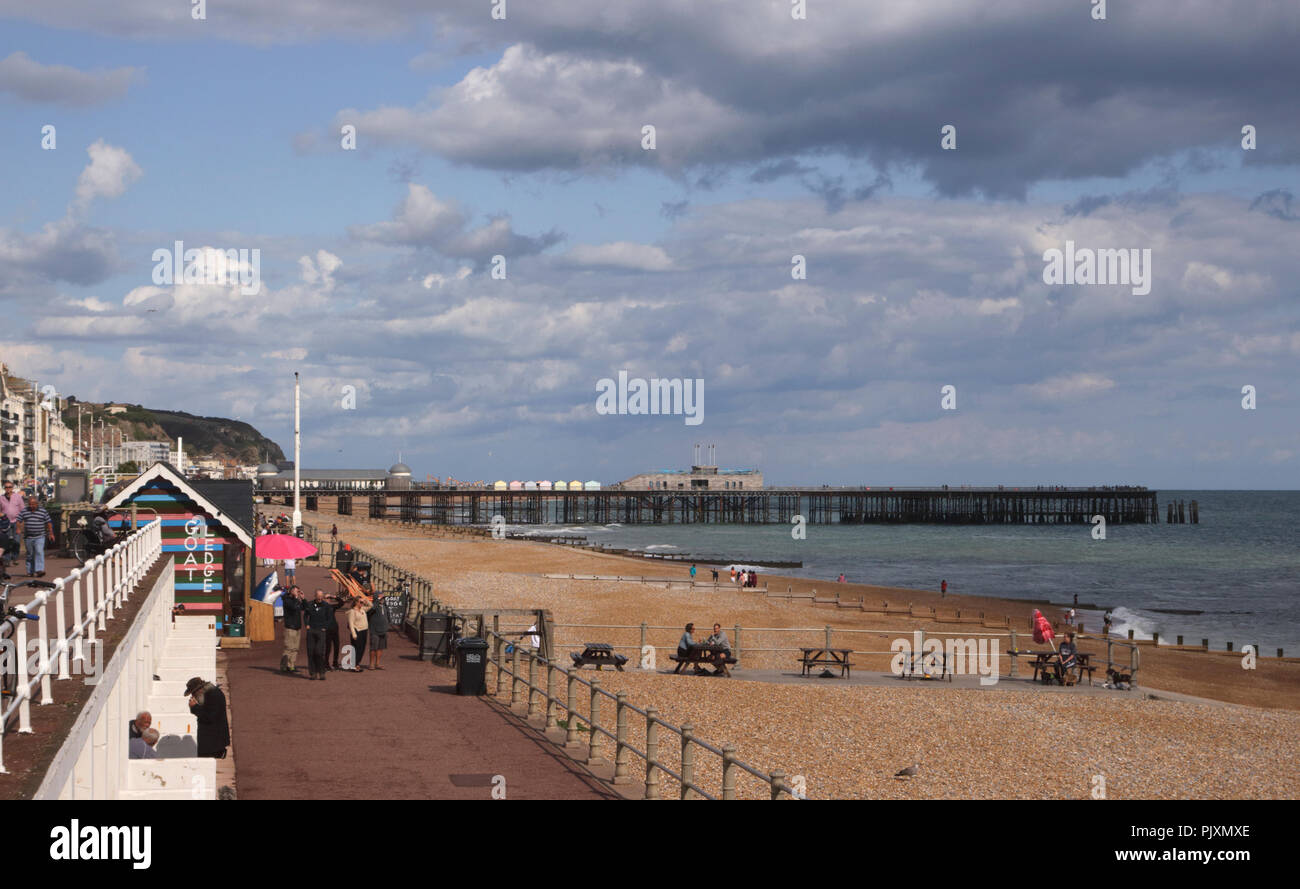 Seafront promenade and beach Hastings East Sussex UK Stock Photo