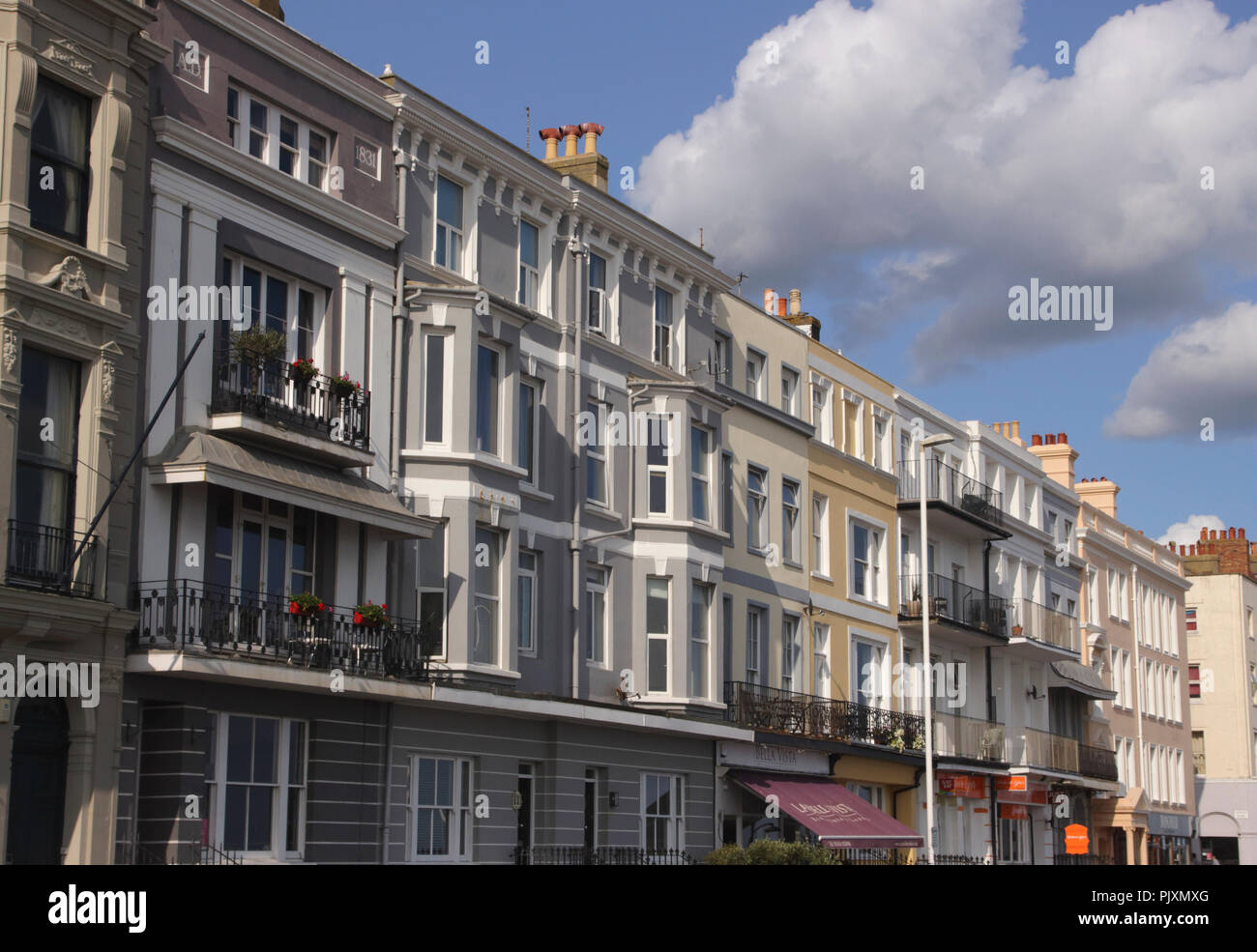 Residential builings at Hastings seafront East Sussex Stock Photo