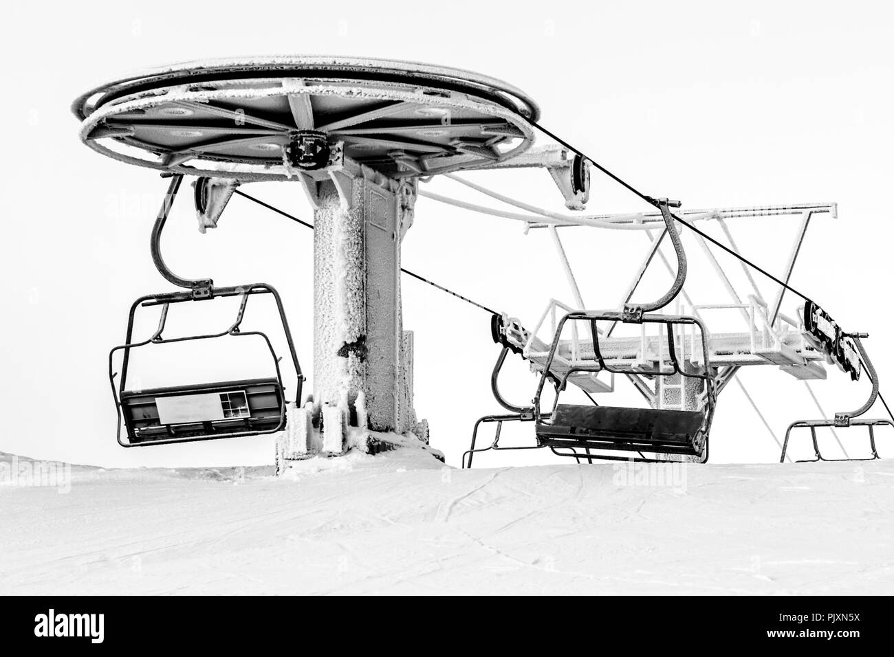 Ski Lift In Freezing Day Ruka Ski Resort Finland Stock Photo Alamy