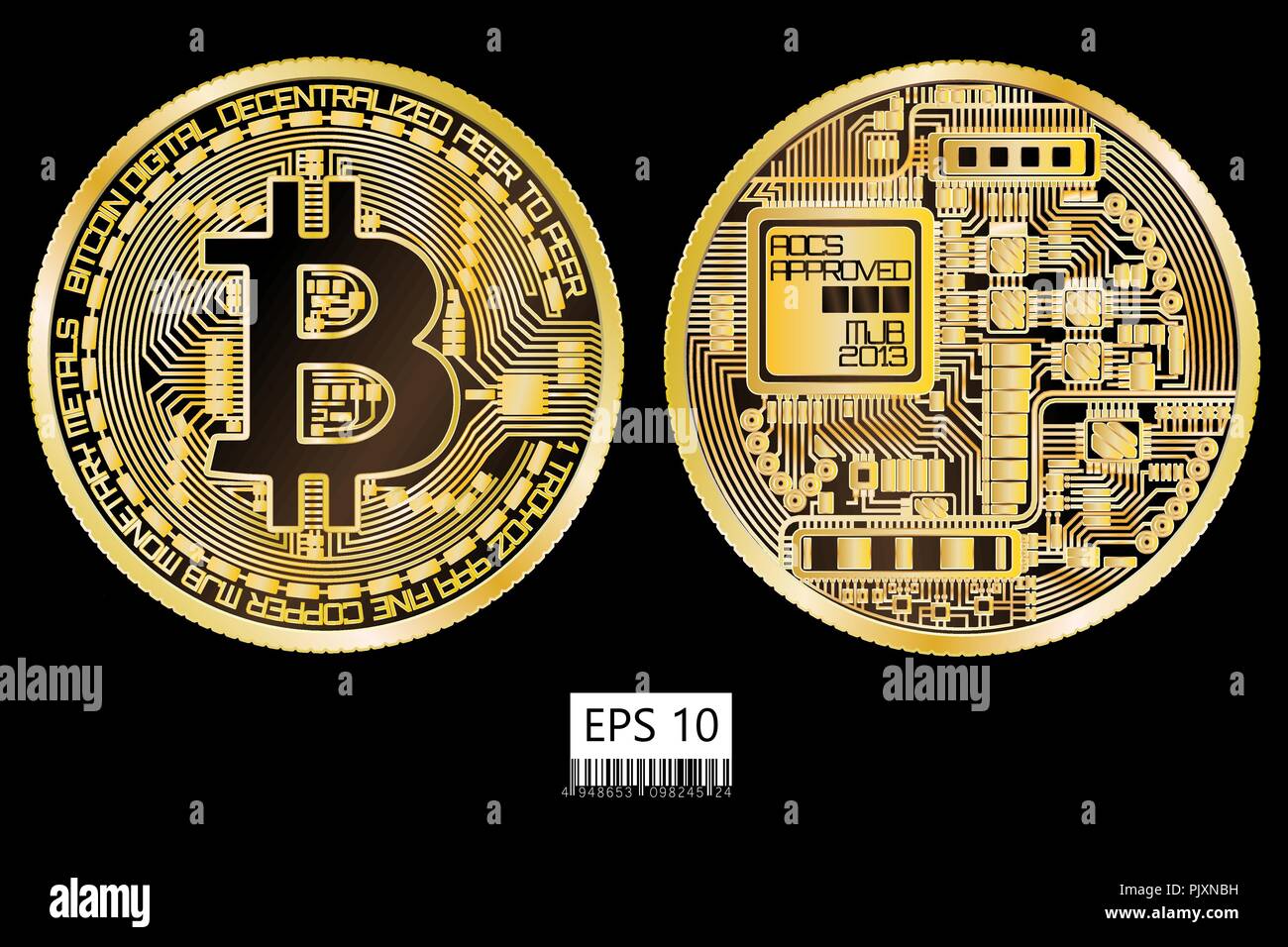 bitcoin front, back side Stock Vector