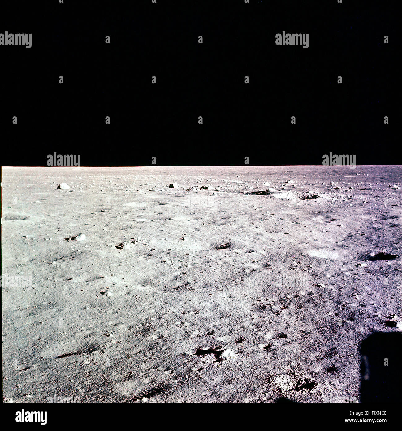 The Moon - (FILE) -- This picture was taken from the Apollo 11 LM window during the descent to the lunar surface shortly before landing. It shows the area of the Moon near the touchdown point in the Sea of Tranquility. Landing occurred on Sunday, July 20, 1969 at 20:18 UT (4:18 p.m. EDT) at 00.57 S, 23.49 E. The view is to the north.  Credit: NASA via CNP /MediaPunch Stock Photo