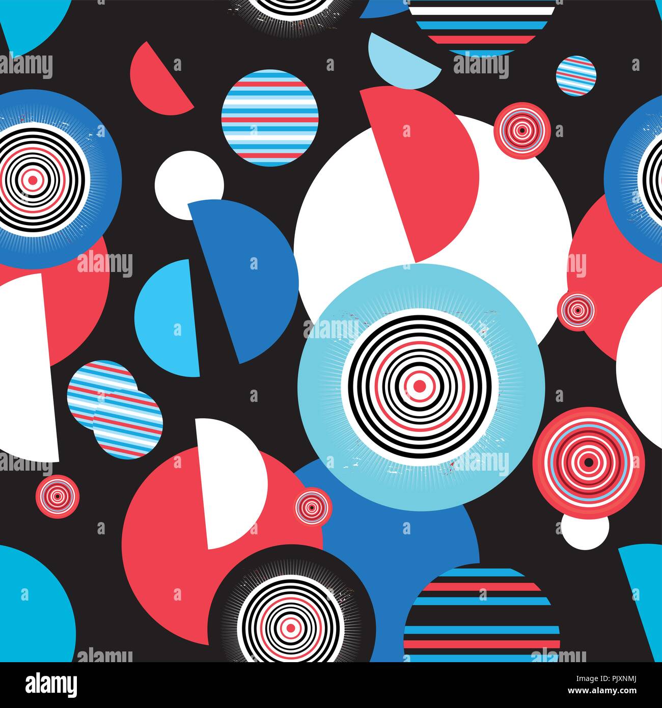 Seamless graphic pattern of geometric circular design elements Stock Vector