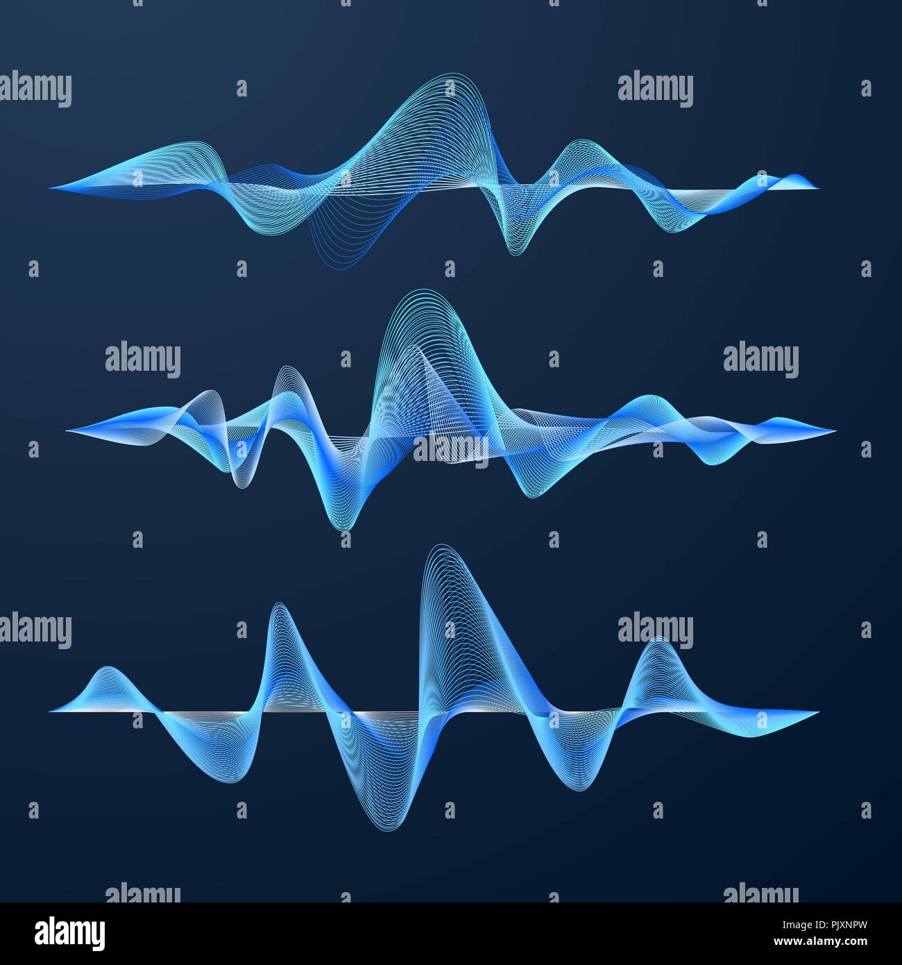 Blue Sound Waves Track Design Set Of Audio Waves Abstract