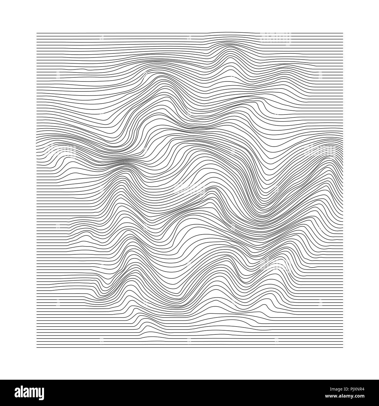 Abstract wavy background. Glitch and distort stripe surface. Vector illustration Stock Vector