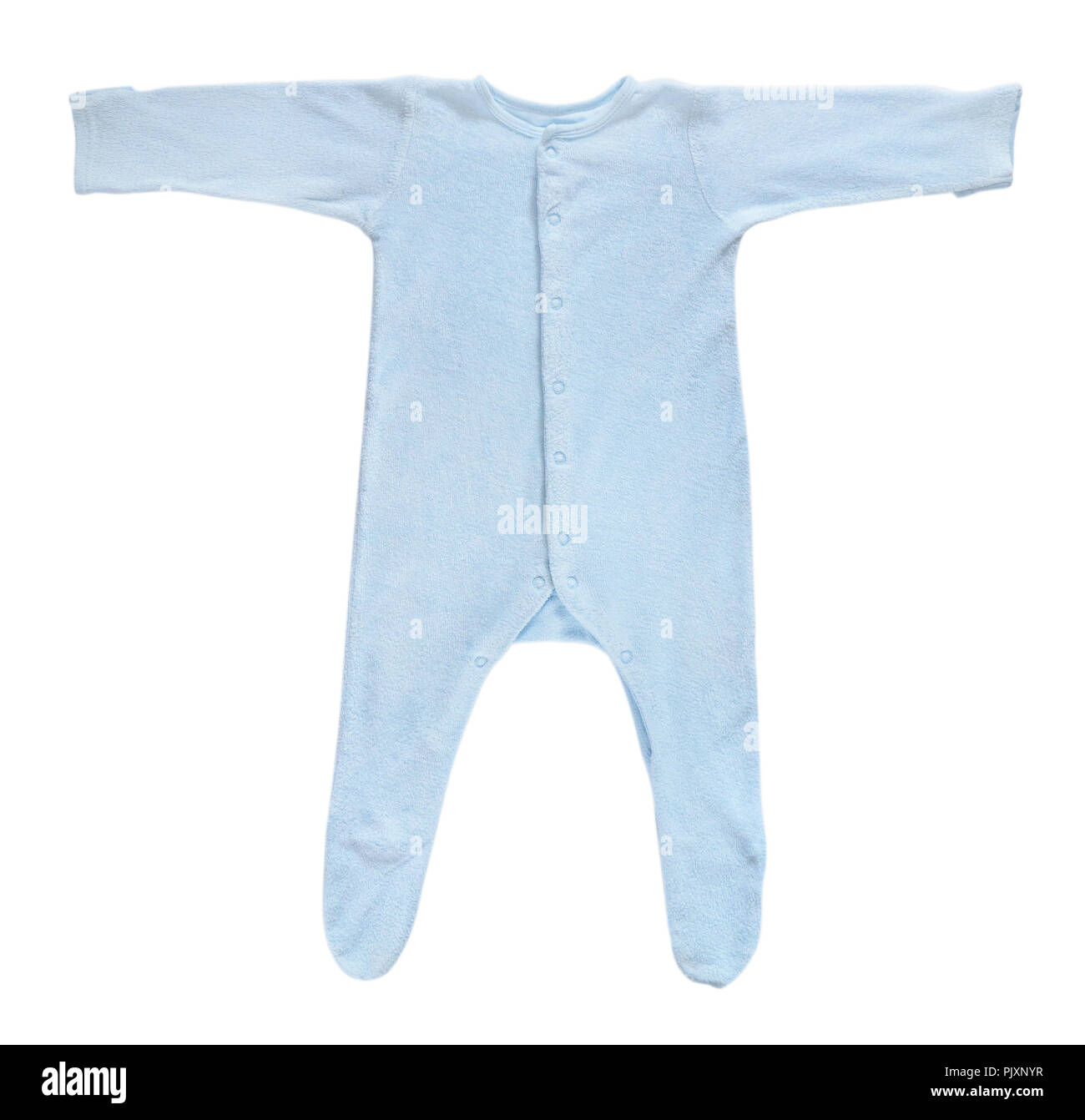 Blue baby sleeper clothes isolated on white background Stock Photo